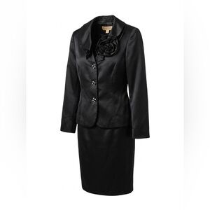 Kasper Black Formal Blazer and Skirt Ensemble